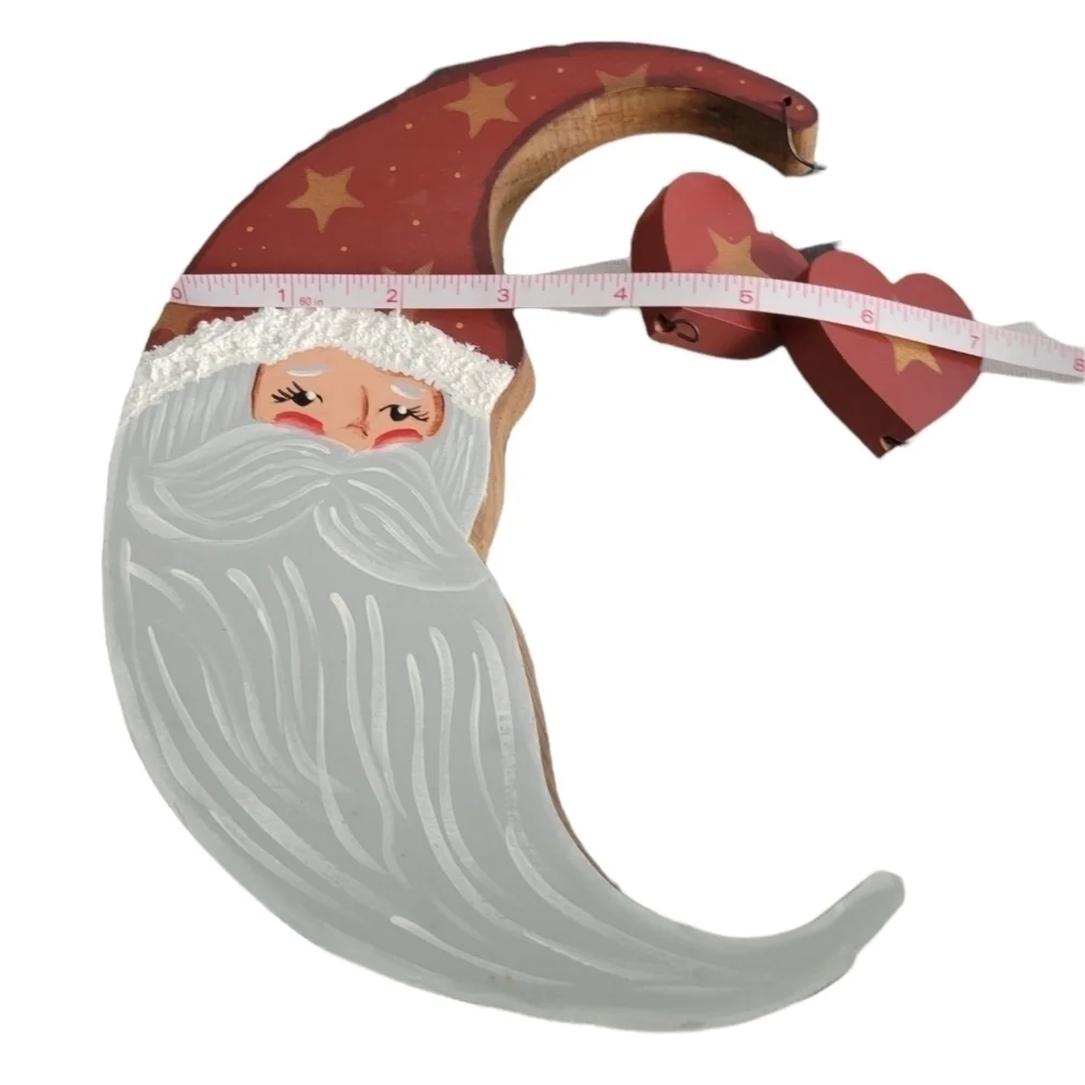 Wooden Santa With Hearts Folk Art Wall Decor